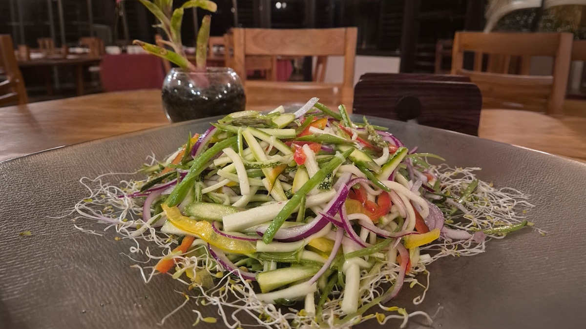 Colorful vegetable salad on plate